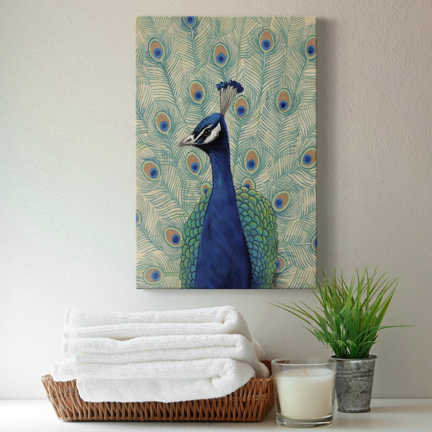 Blue Peacock II Premium Gallery Wrapped Canvas - Ready to Hang