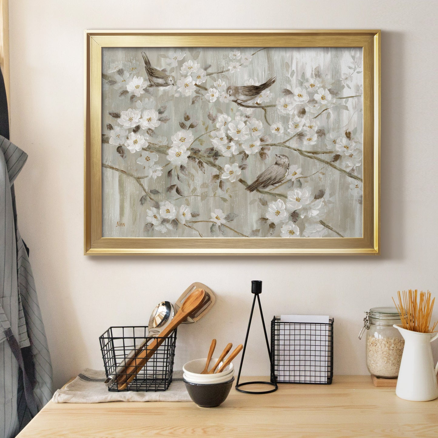 Neutral Spring Birds Premium Classic Framed Canvas - Ready to Hang