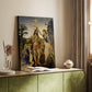 Canvas art print of a religious composition with soft light and balanced forms styled in a home decor setting.