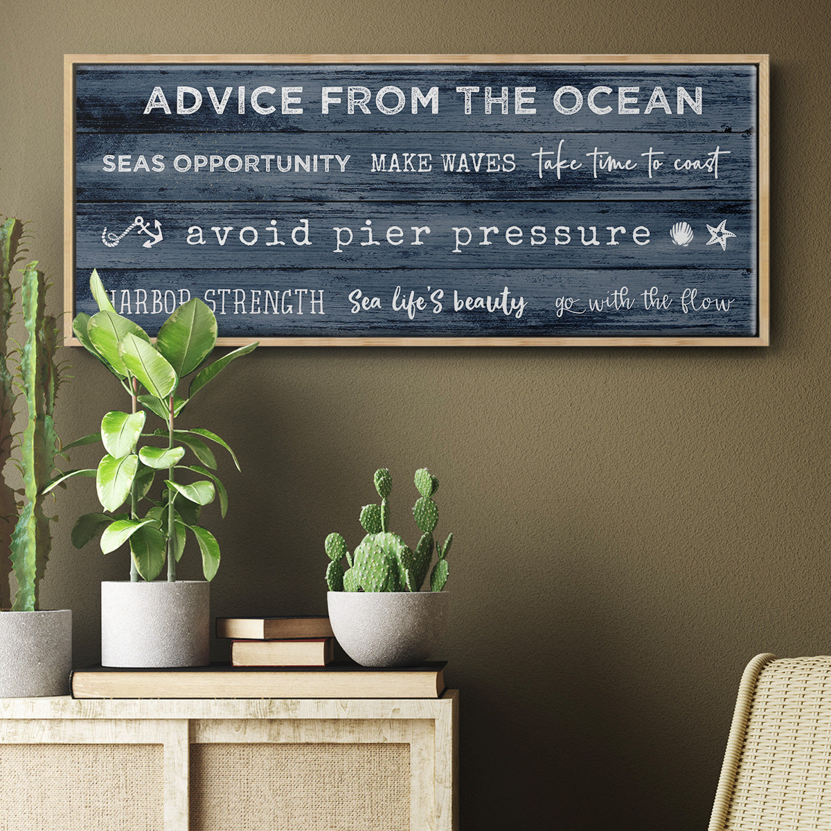 Navy Ocean - Floater Framed Canvas Print