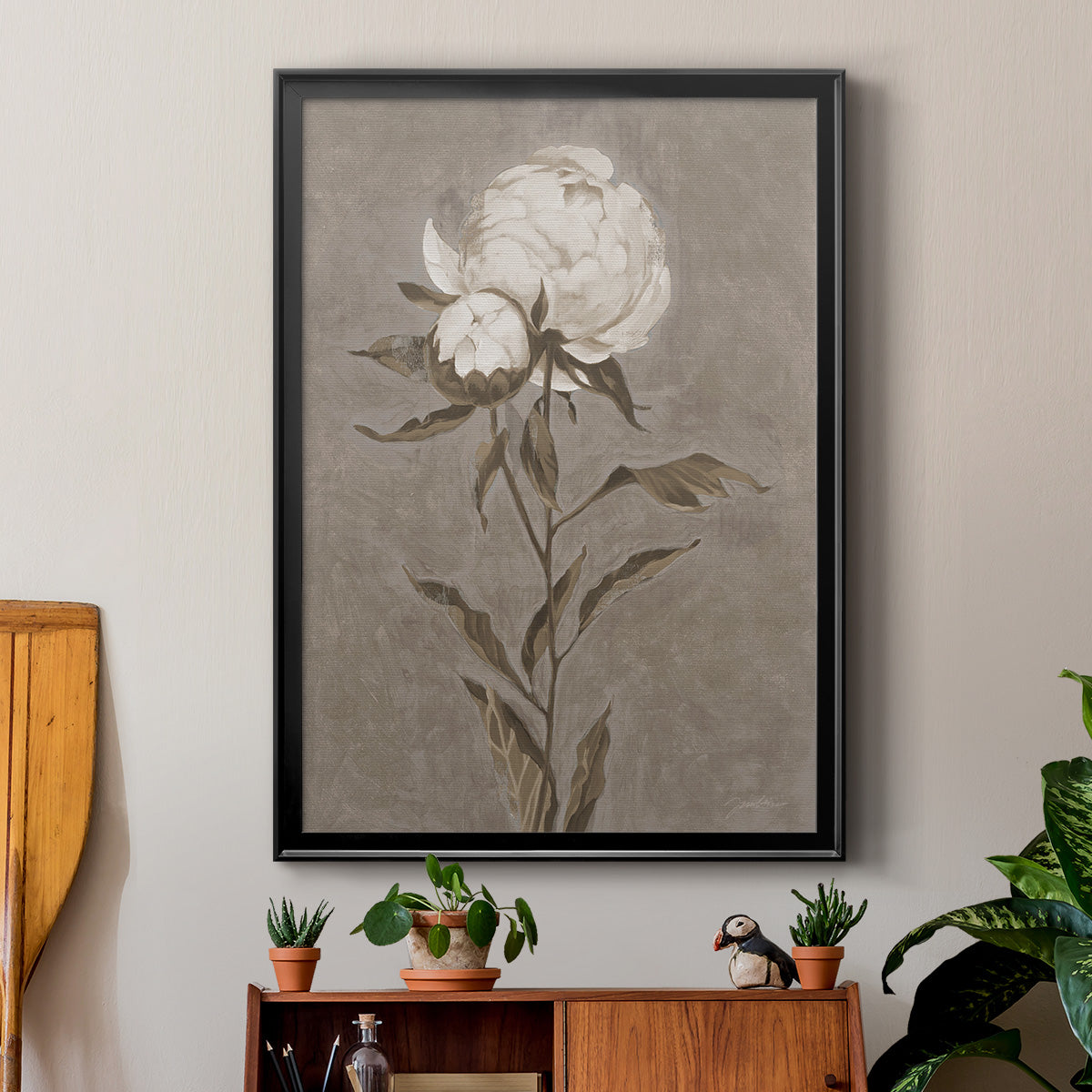 Pretty As A Peony II - Modern Framed Canvas Print