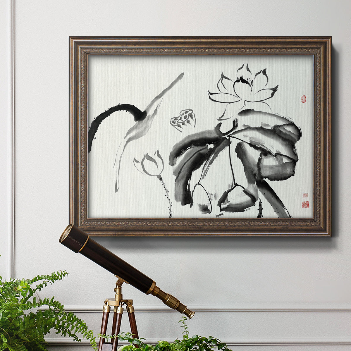 Lotus Study III Premium Framed Canvas- Ready to Hang