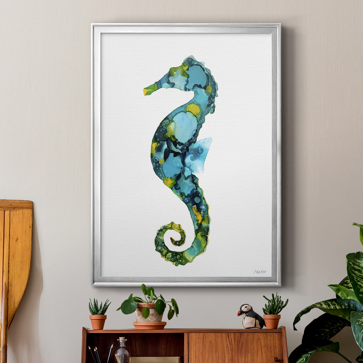 Seahorse - Modern Framed Canvas Print