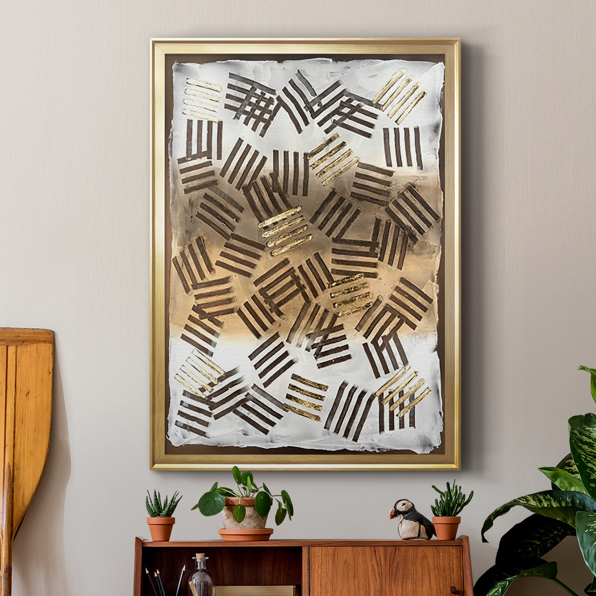 Raffia Palm II - Modern Framed Canvas Print