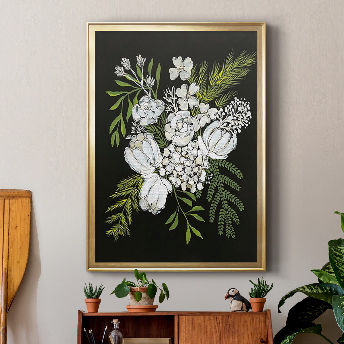 Alabaster Bouquet II - Modern Framed Canvas Print