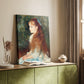 Canvas art print of a delicate child portrait with subtle color and smooth brushwork styled in a home decor setting.
