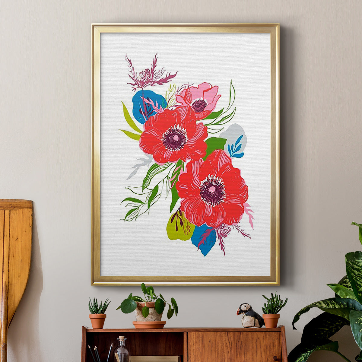 Brilliant Poppies II - Modern Framed Canvas Print