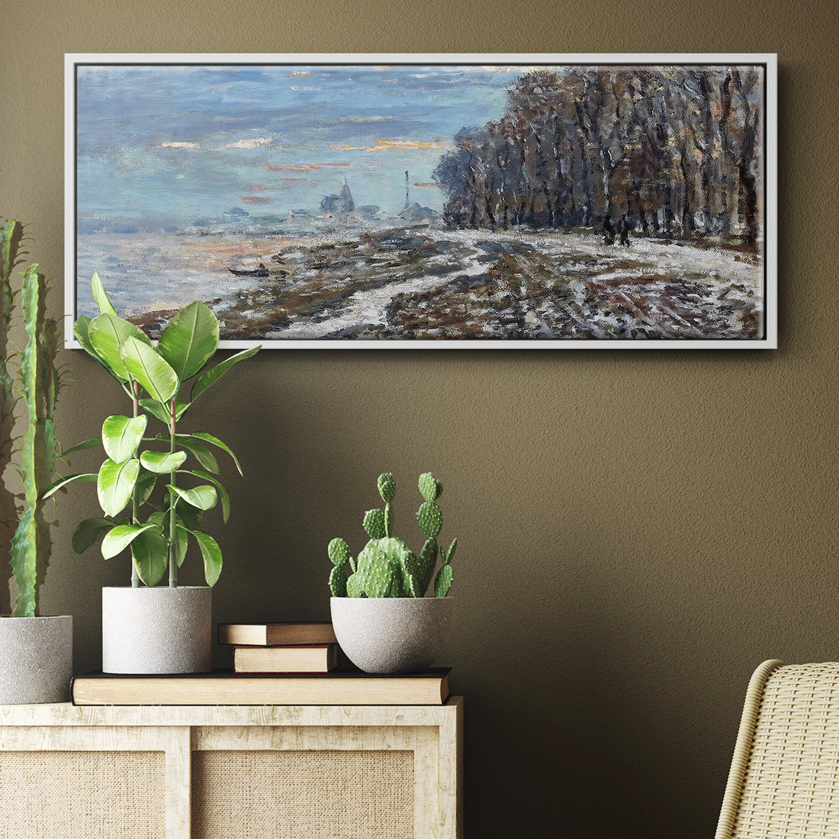 The Promenade at Argenteuil, Winter's Evening, 1875 - Floater Framed Canvas Print