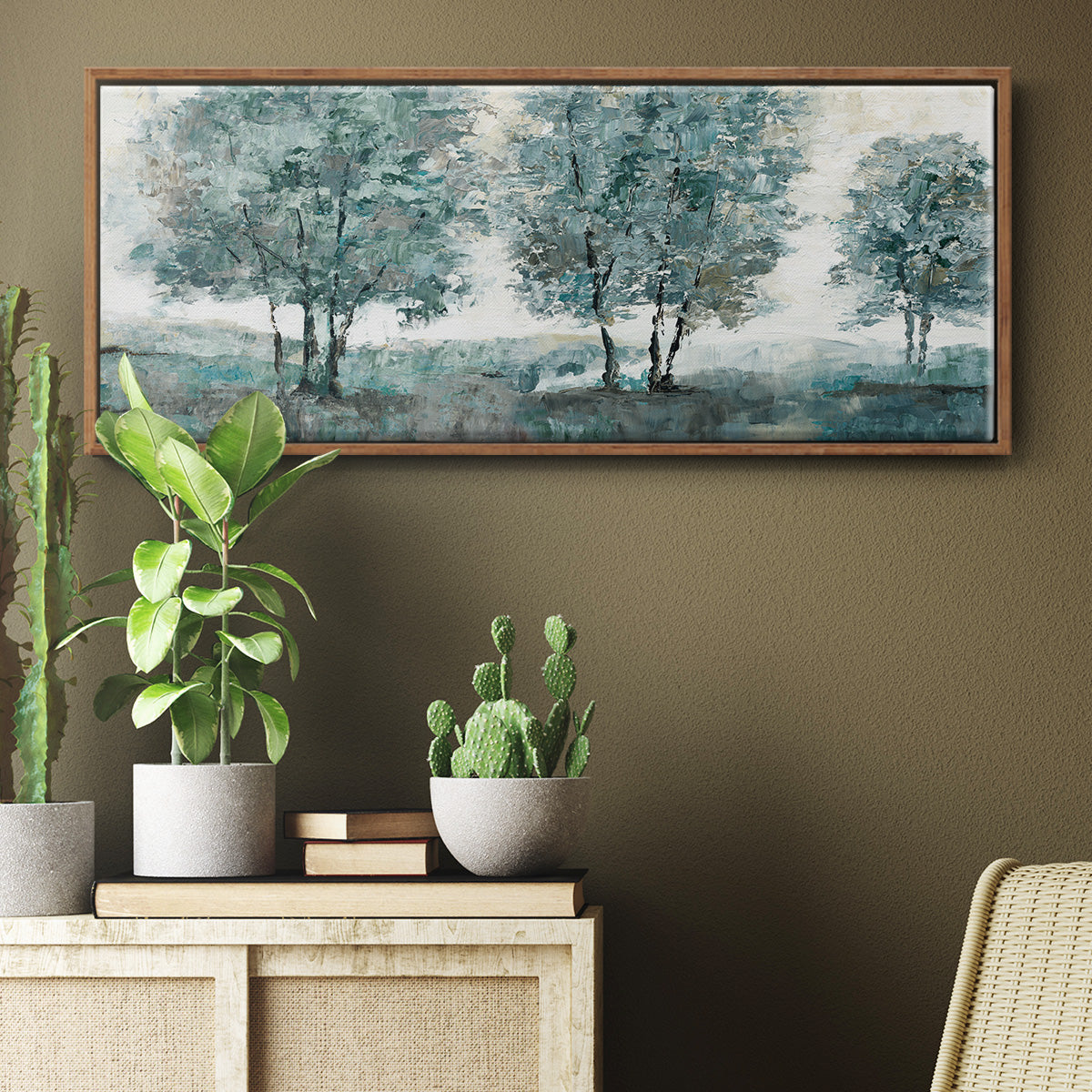 Teal Sentinel - Floater Framed Canvas Print