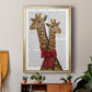 Giraffes and Bow - Modern Framed Canvas Print