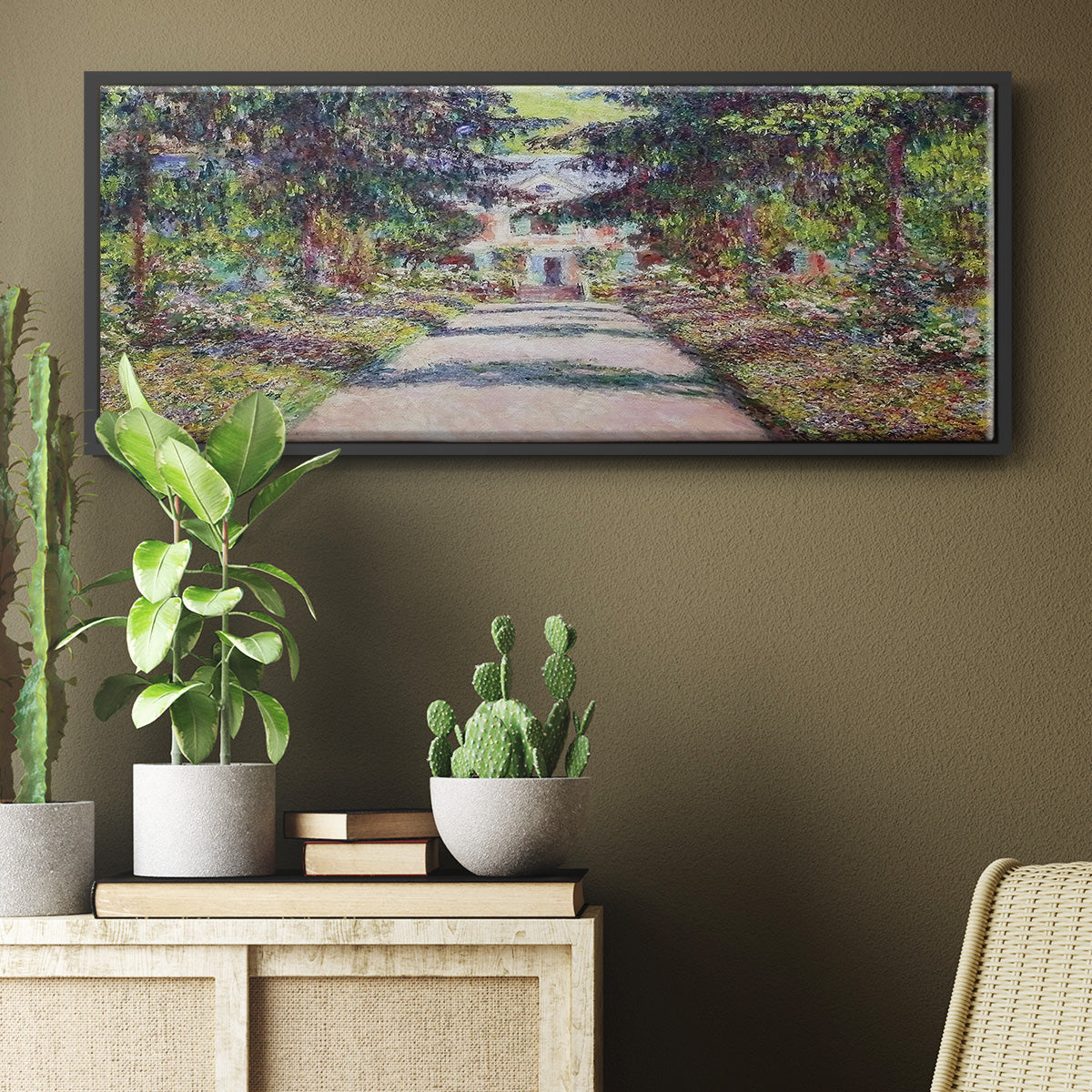 Pathway in Monet's Garden at Giverny, 1900 - Floater Framed Canvas Print