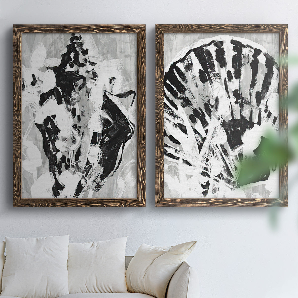 Ocean Inkblot I - Premium Framed Canvas 2 Piece Set - Ready to Hang