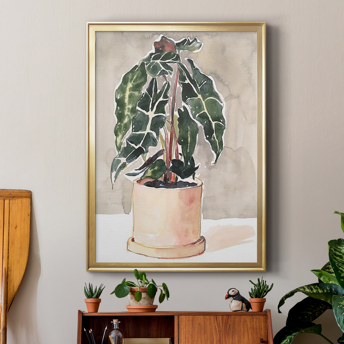 Potted Houseplant I - Modern Framed Canvas Print