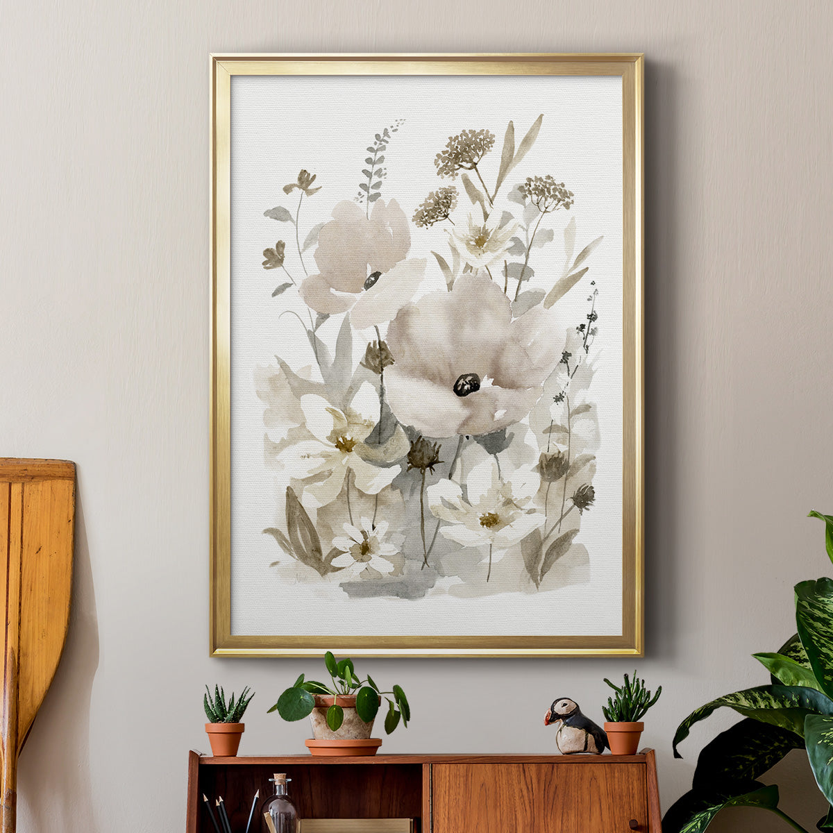 Neutral Nature II - Modern Framed Canvas Print