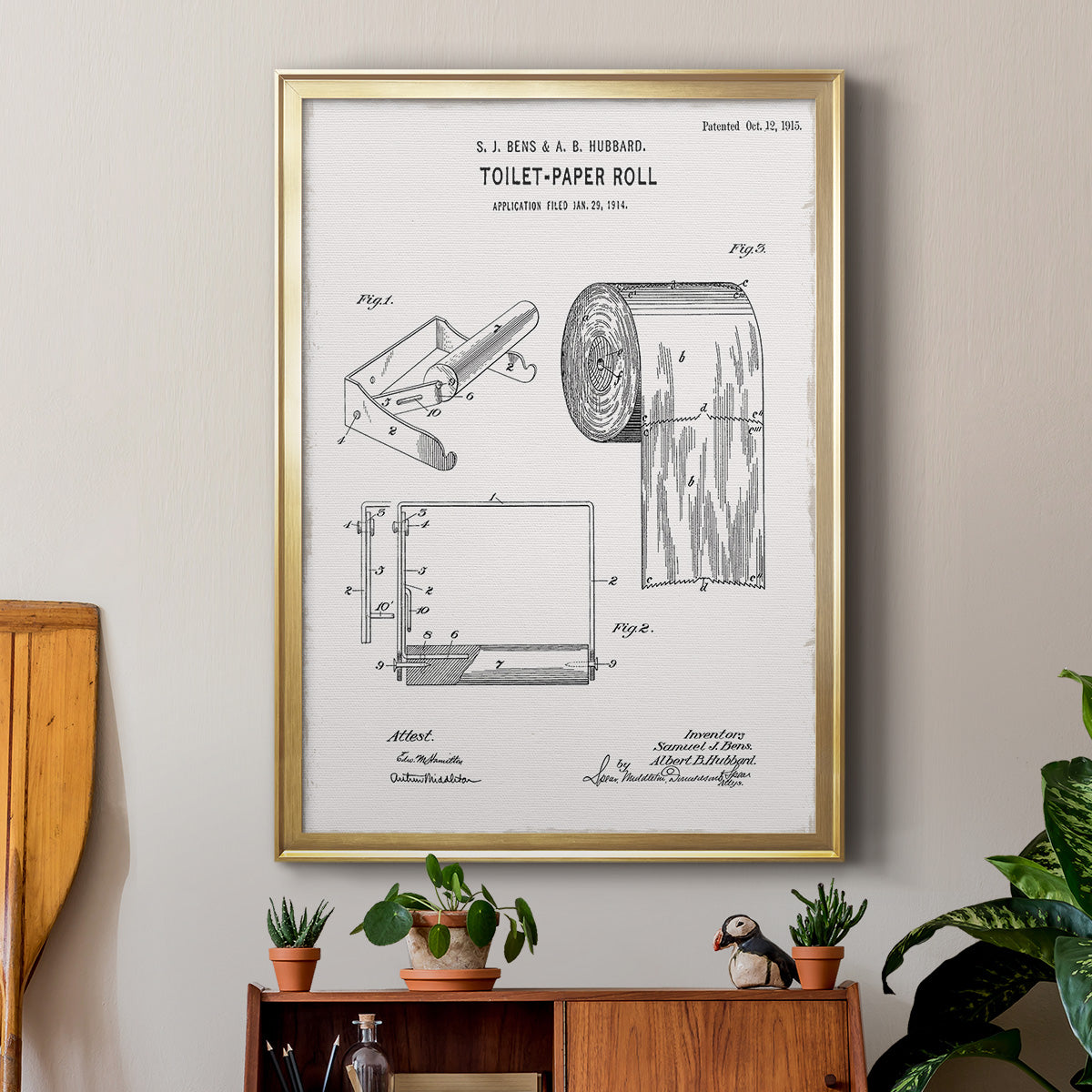 Toilet Paper Patent I - Modern Framed Canvas Print