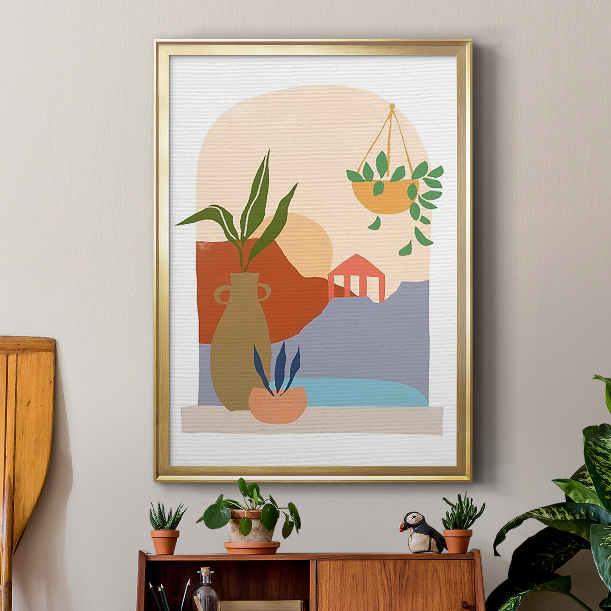 Paper Scene II - Modern Framed Canvas Print
