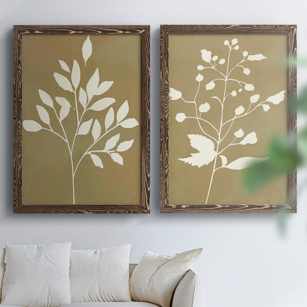 Honey Botanical I   - Premium Framed Canvas 2 Piece Set - Ready to Hang