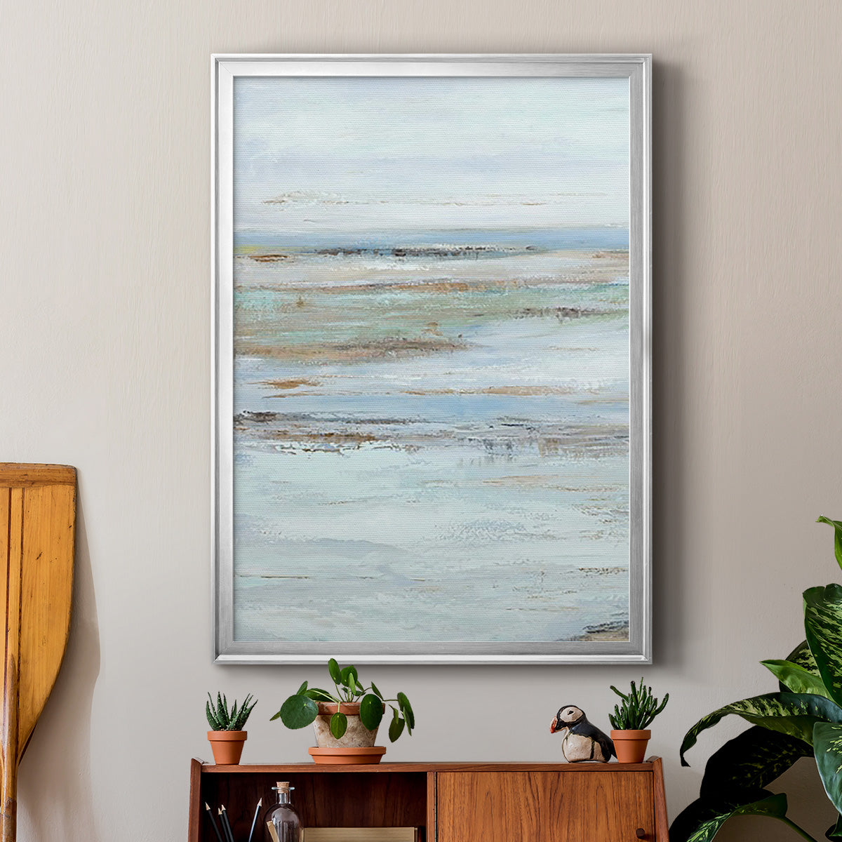 Muted Misty Marsh I - Modern Framed Canvas Print