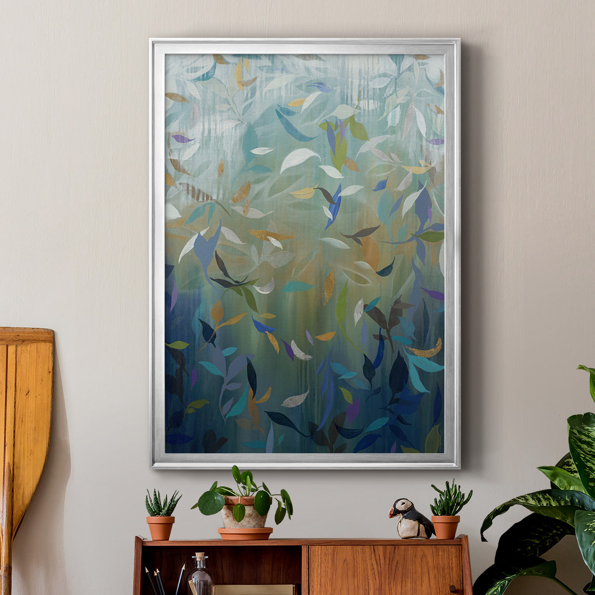 Falling Leaves - Modern Framed Canvas Print