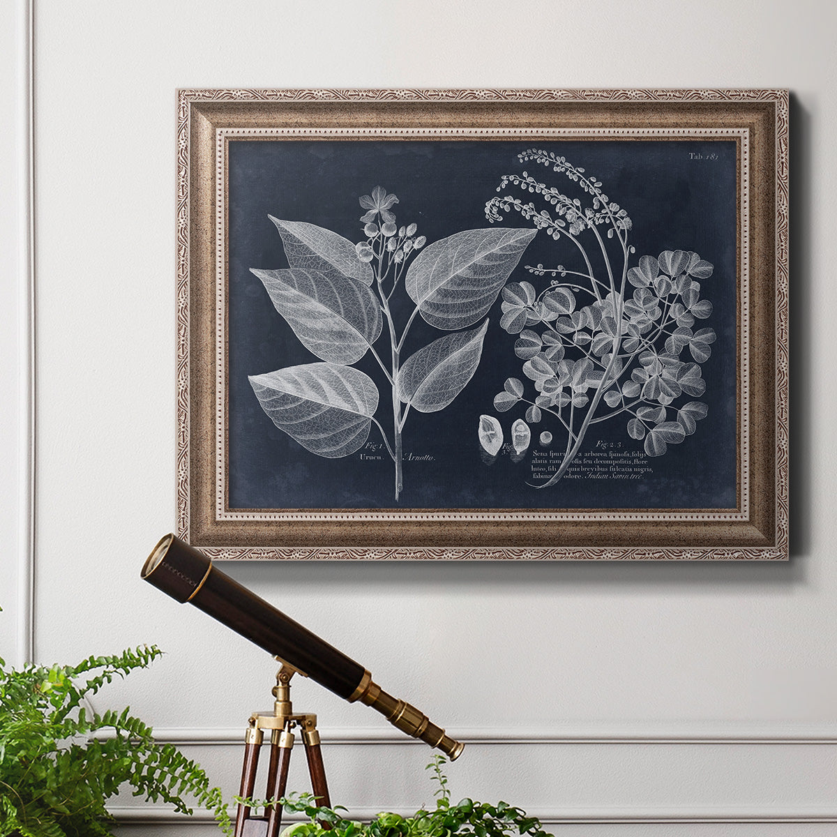 Foliage on Navy III Premium Framed Canvas- Ready to Hang