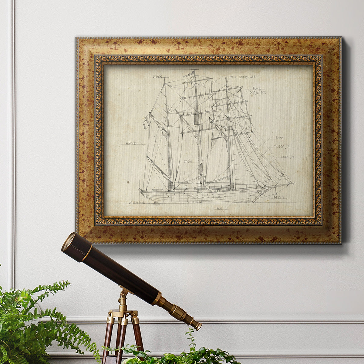 Sailboat Blueprint I Premium Framed Canvas- Ready to Hang