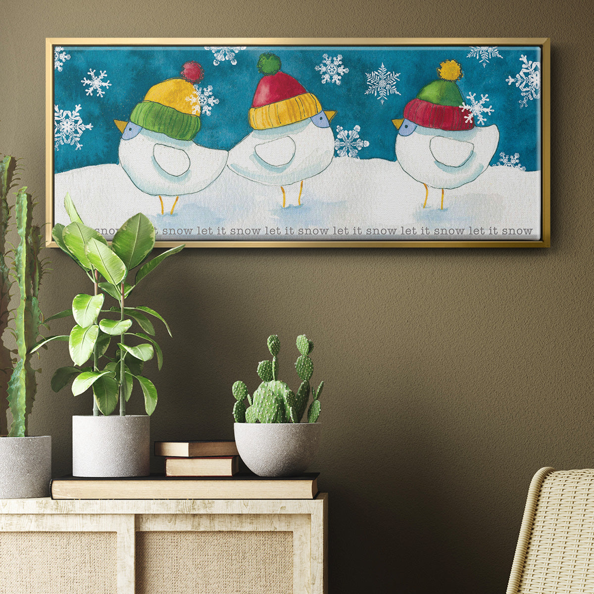 Merry Snowmen - Floater Framed Canvas Print