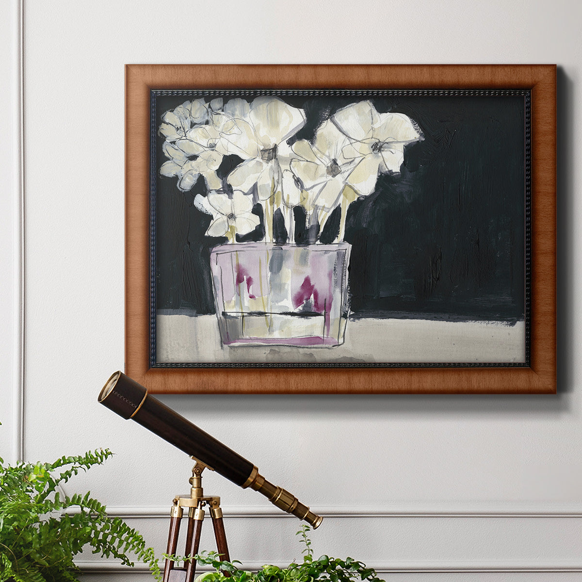 White Flowers in Fuchsia II Premium Framed Canvas- Ready to Hang