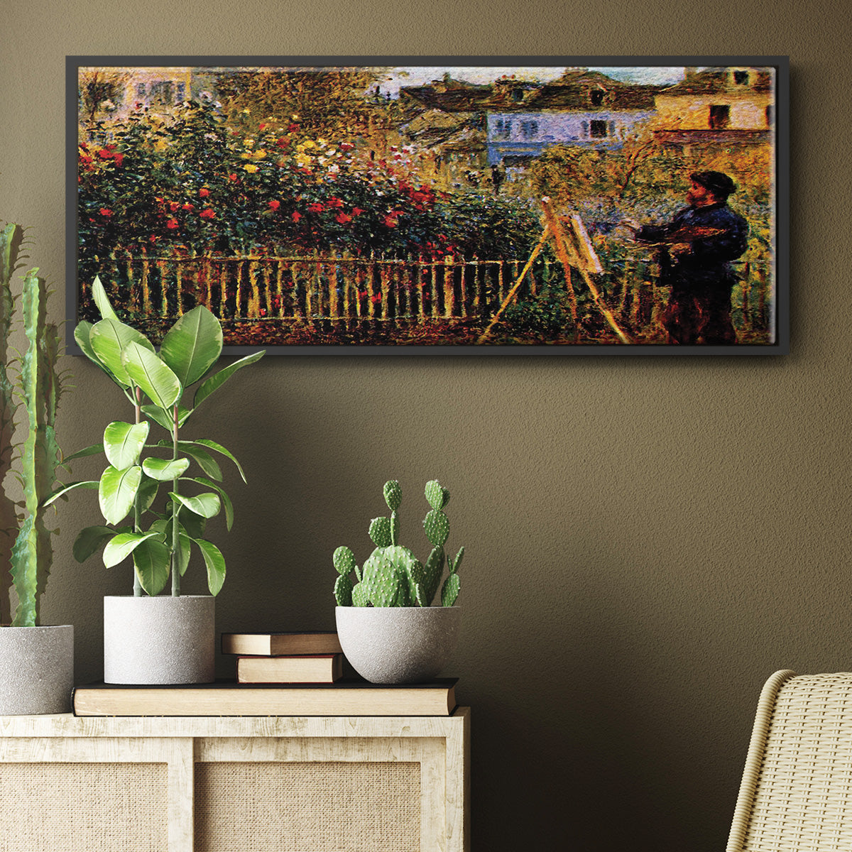 Monet Painting in His Garden in Argenteuil - Floater Framed Canvas Print