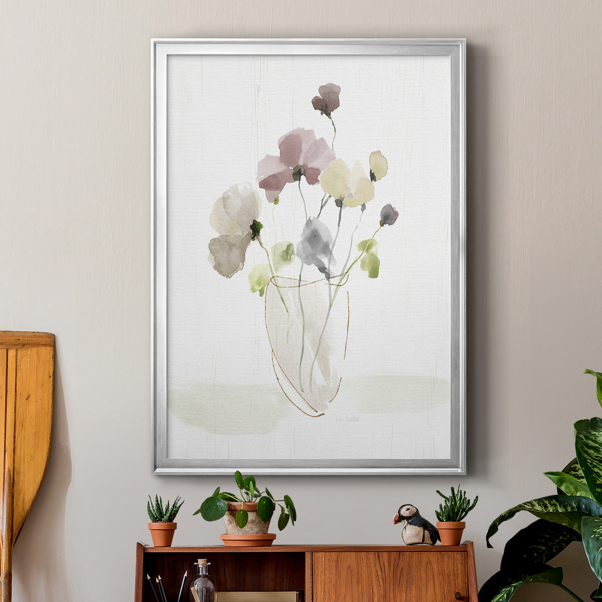 Choose Happy Bouquet I - Modern Framed Canvas Print