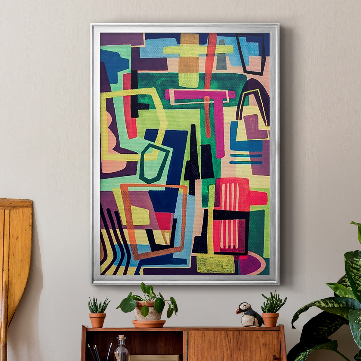 Connected Colors I - Modern Framed Canvas Print