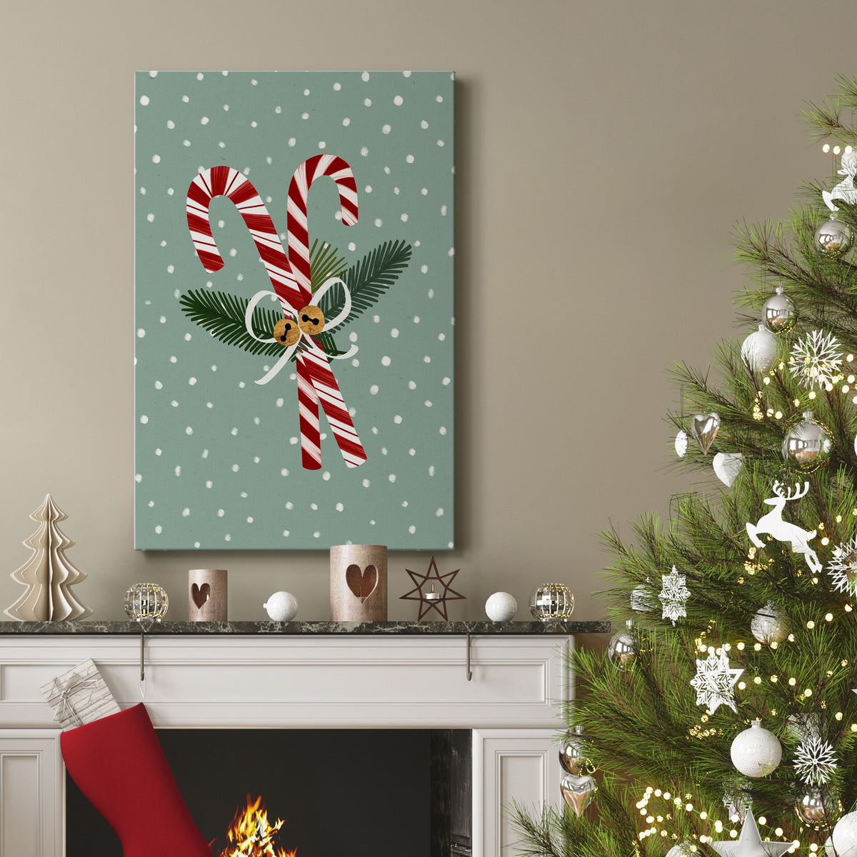 Peppermint Snowman Collection B Premium Gallery Wrapped Canvas - Ready to Hang