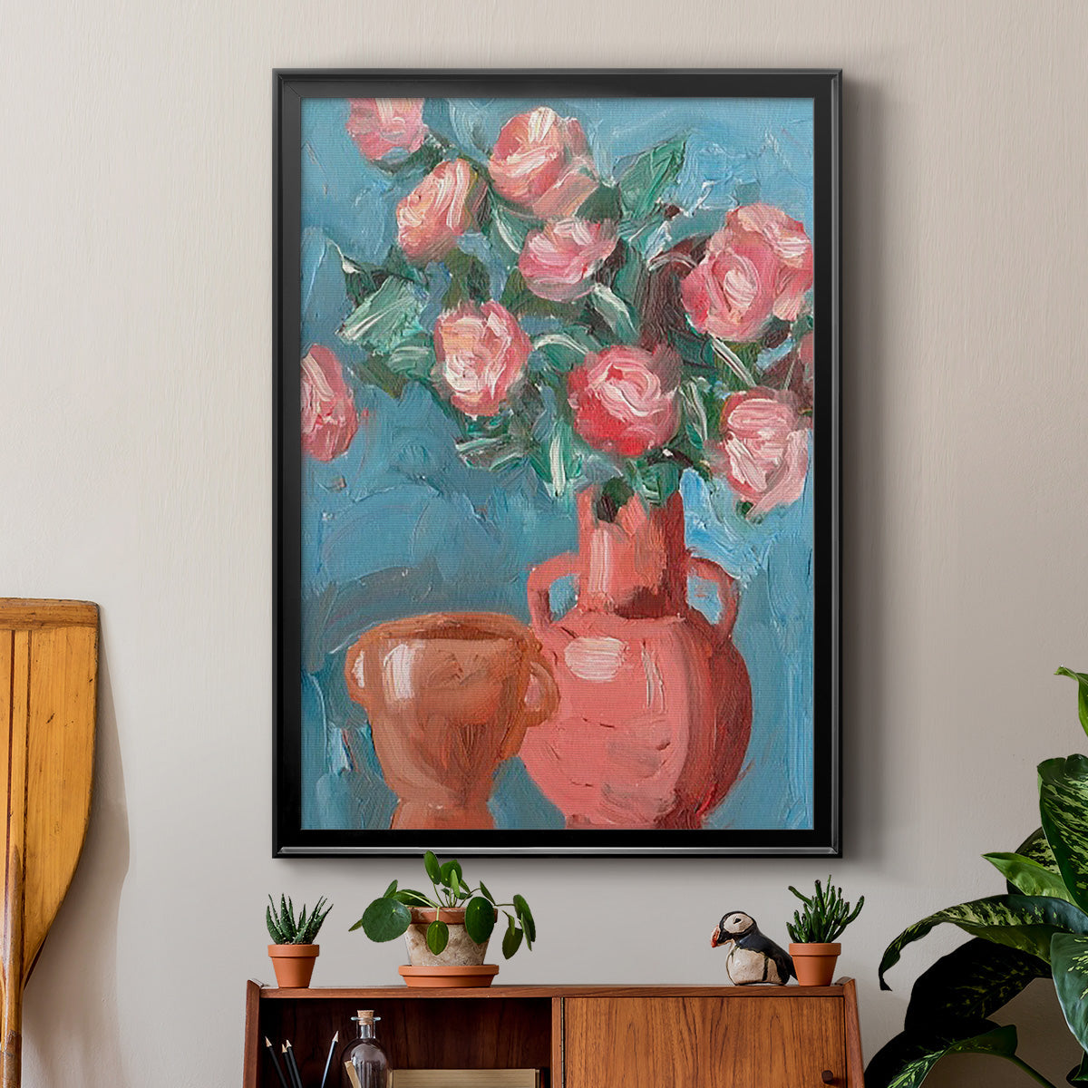 Rosa Blooms I - Modern Framed Canvas Print