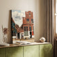 Canvas art print of a detailed urban view with architecture and soft daylight styled in a home decor setting.