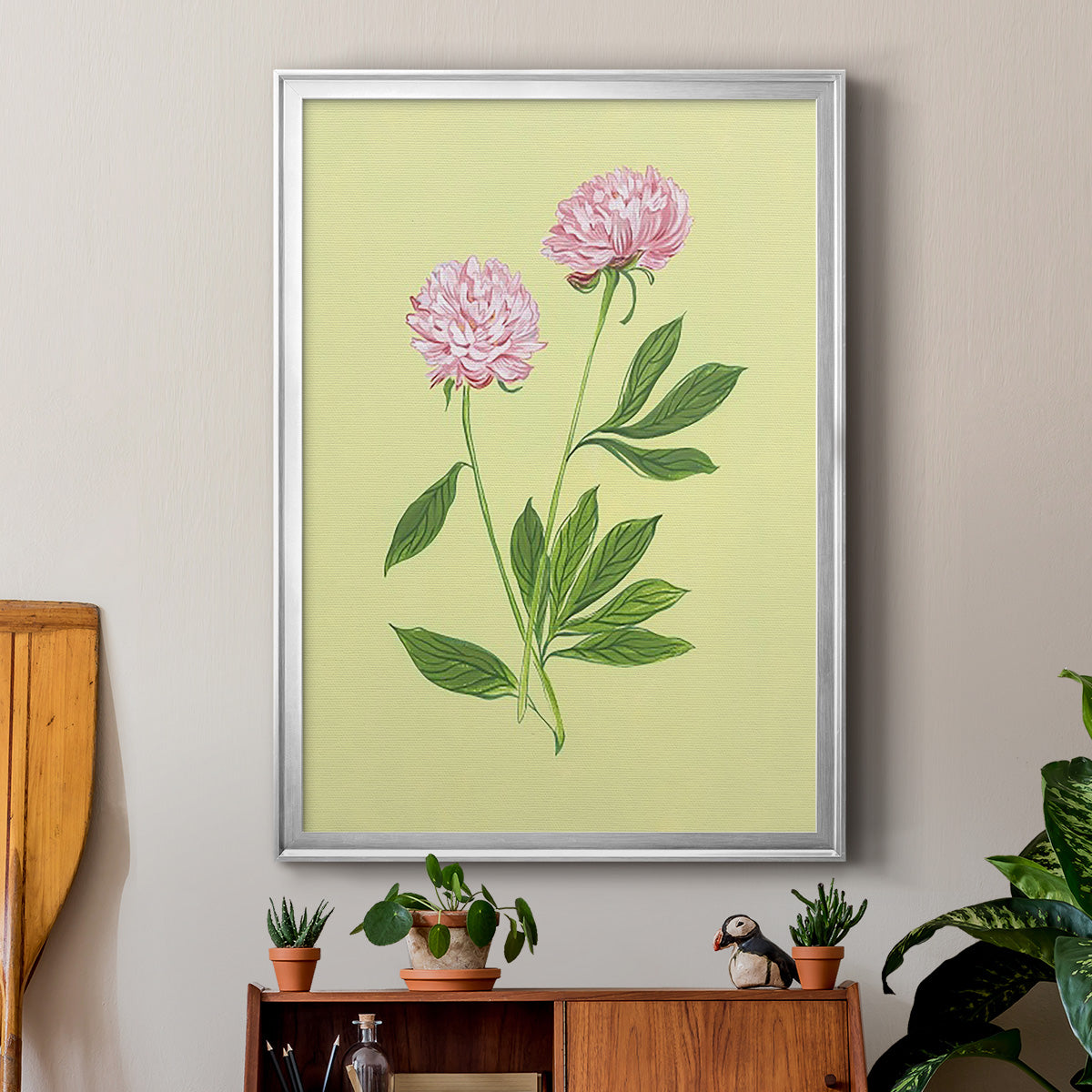 Peonies in Yellow II - Modern Framed Canvas Print