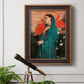 Impressionist portrait of a young woman with an ibis by Edgar Degas in an ornate bronzed mahogany wood frame displayed in a light-toned interior setting.