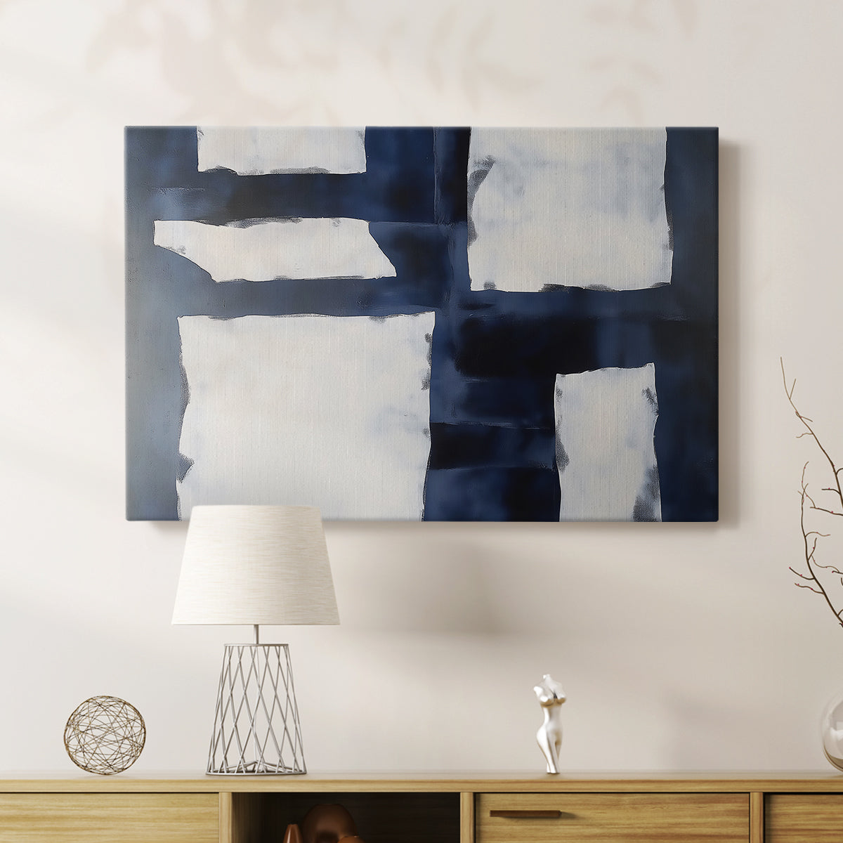 Blue and White Abstract XCIV - Canvas Art Print