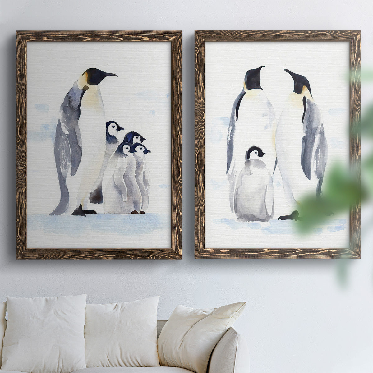 Emperor Penguins I - Premium Framed Canvas 2 Piece Set - Ready to Hang