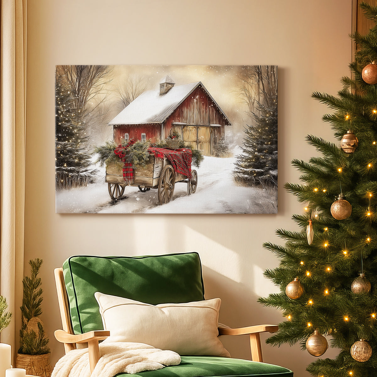 Dawn of Candlelit Village - Canvas Art Print