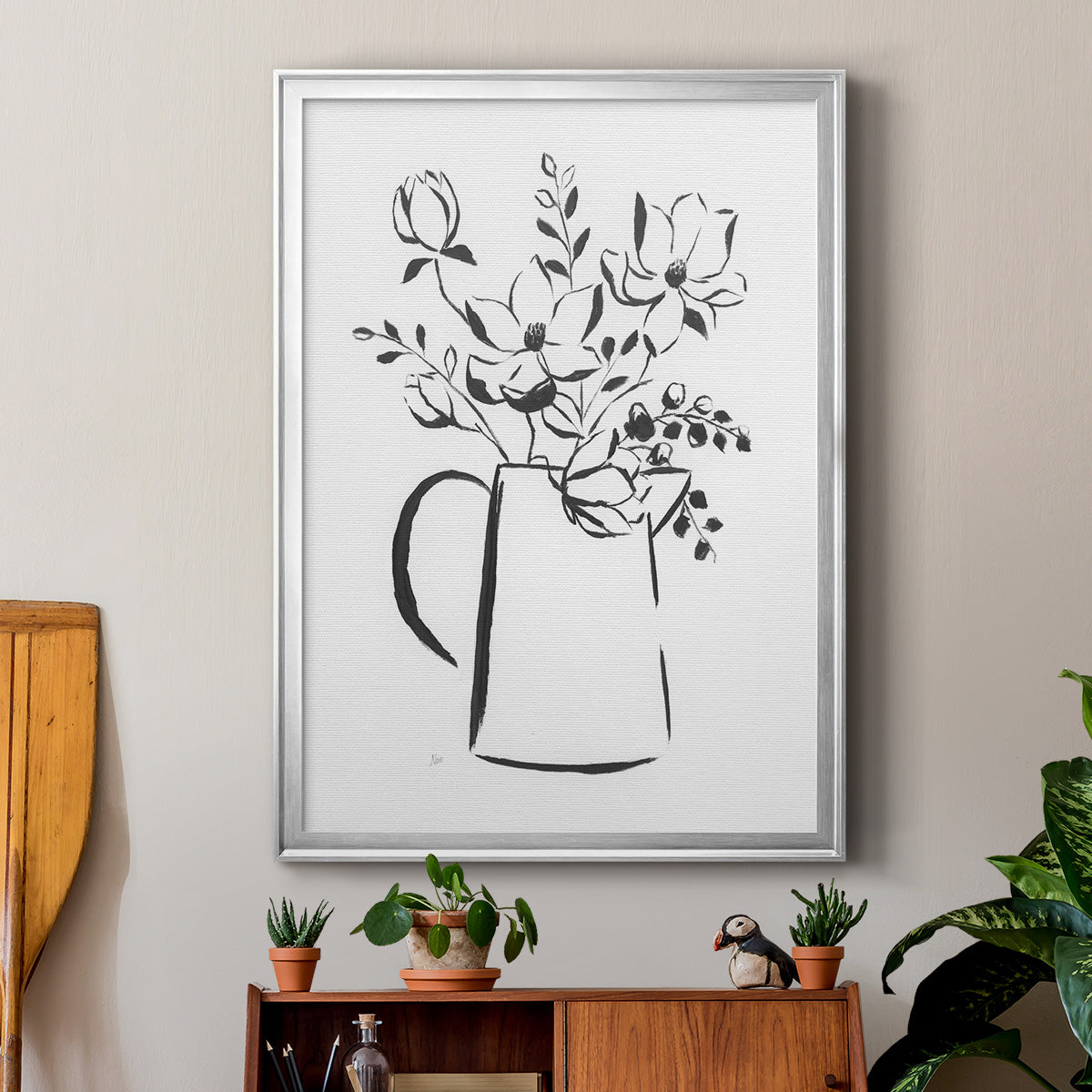 Sketchy Bouquet I - Modern Framed Canvas Print