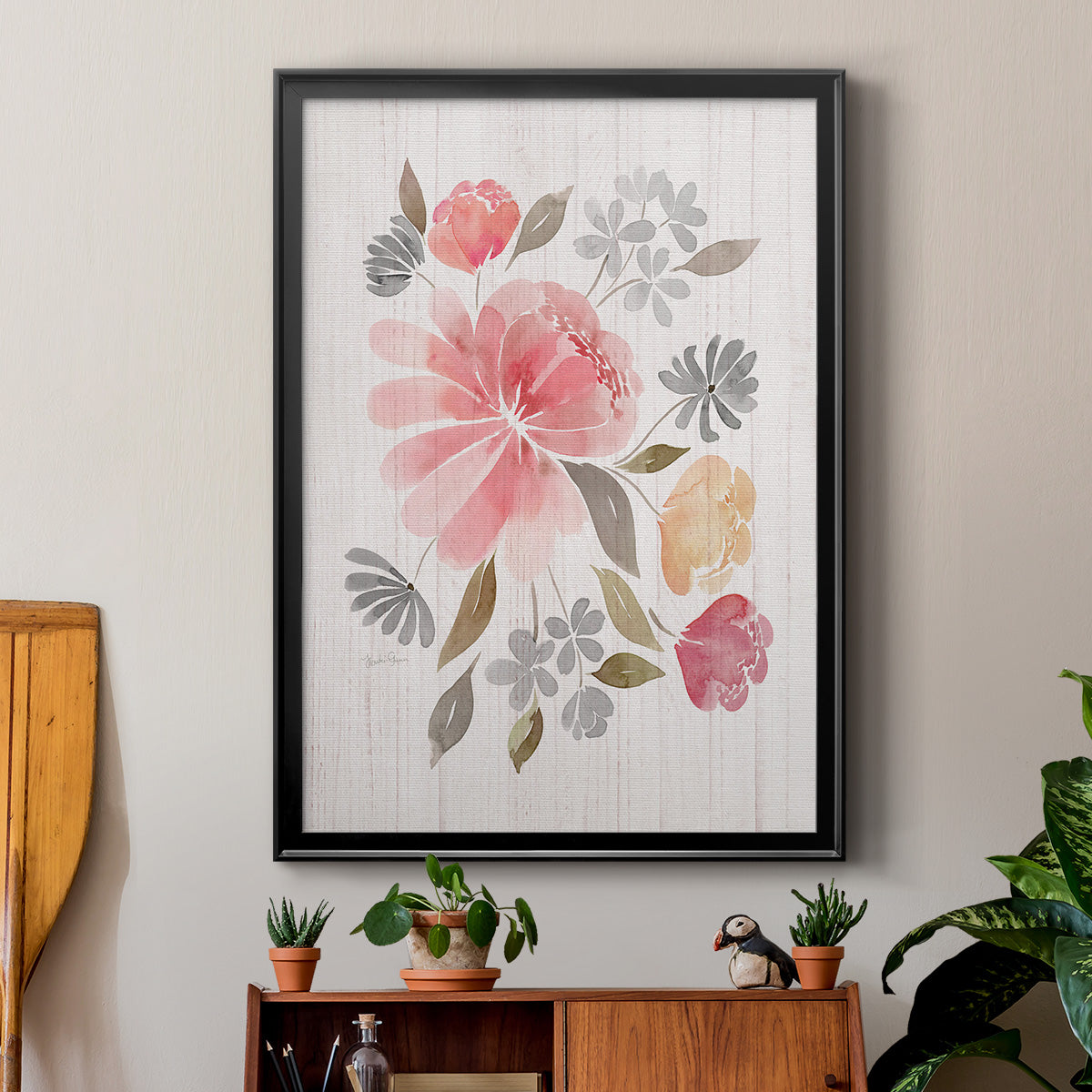 Loose Peonies I - Modern Framed Canvas Print