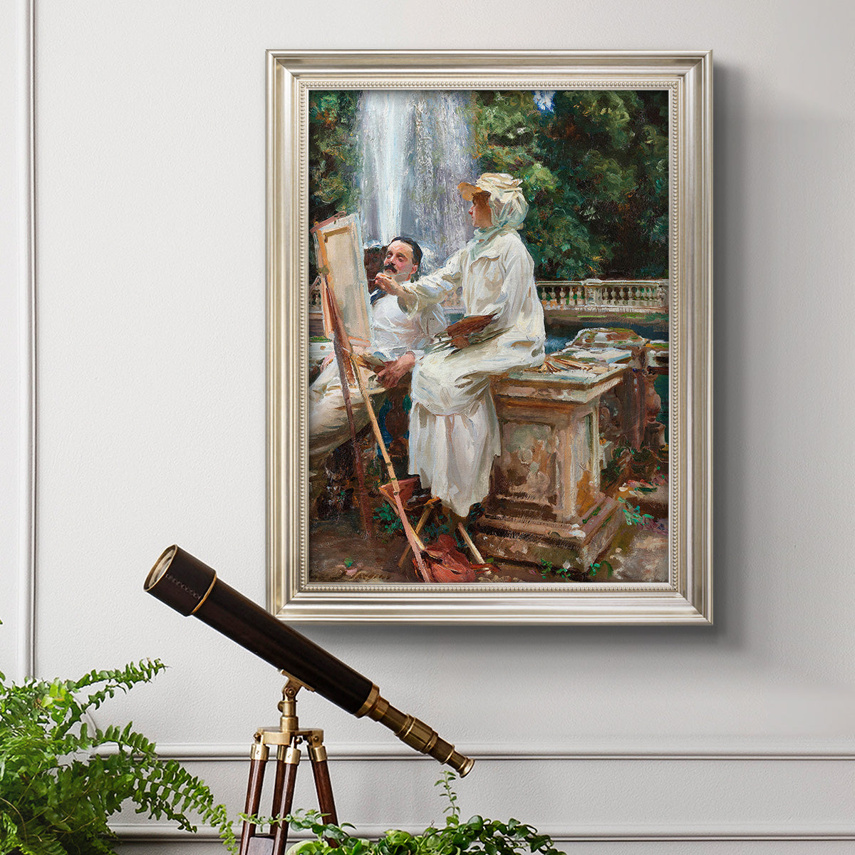 The Fountain Villa Torlonia, Frascati, Italy - Ornate Framed Canvas Print