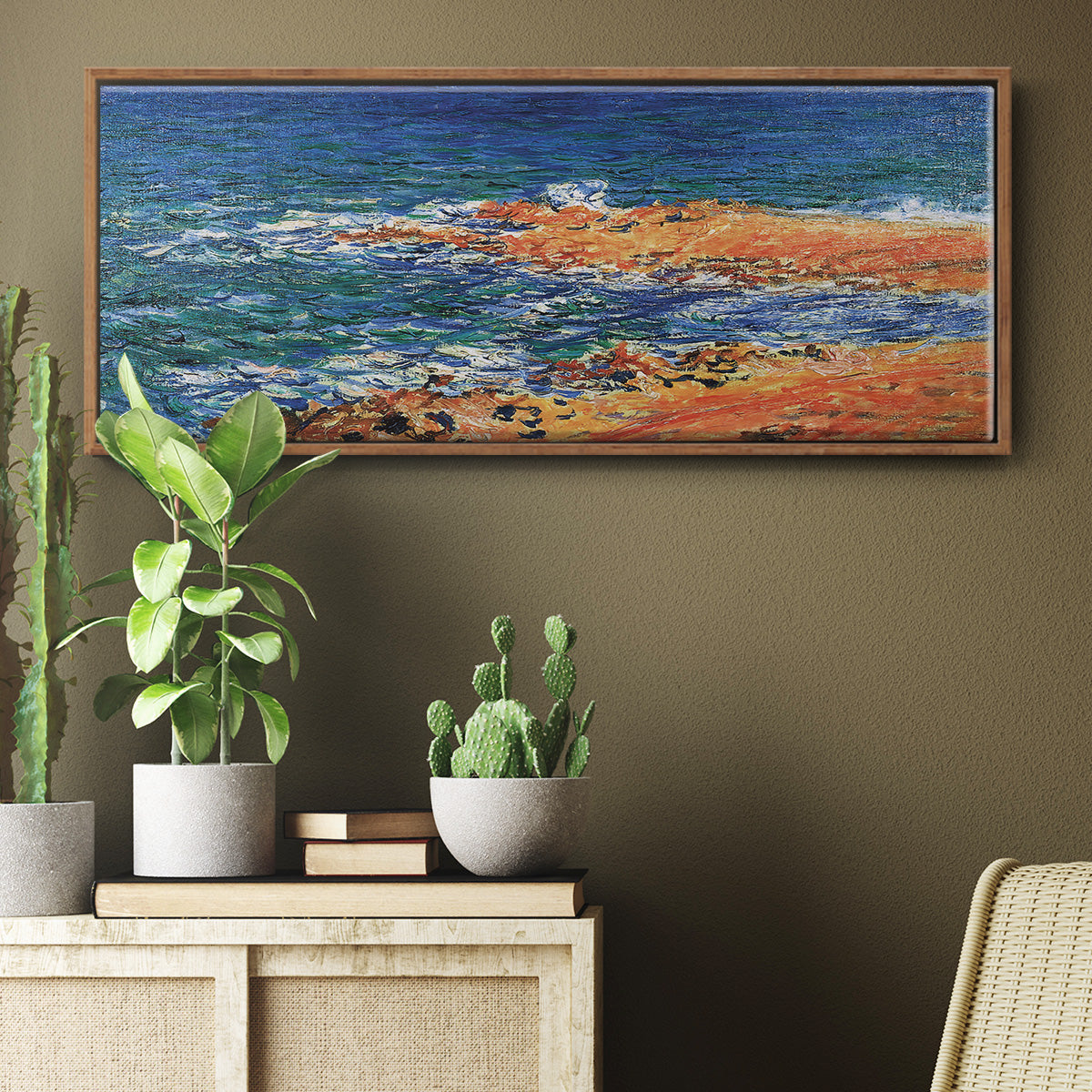 The 'Big Blue' Sea in Antibes, 1888 - Floater Framed Canvas Print