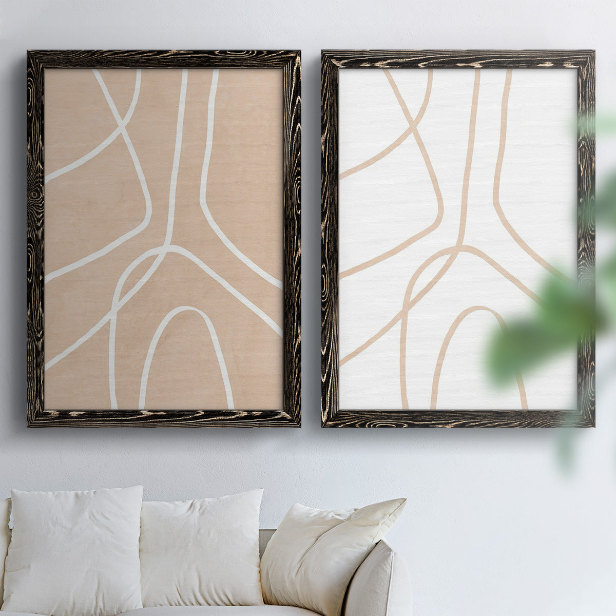 Clean Contour III - Barnwood Framed Canvas Set