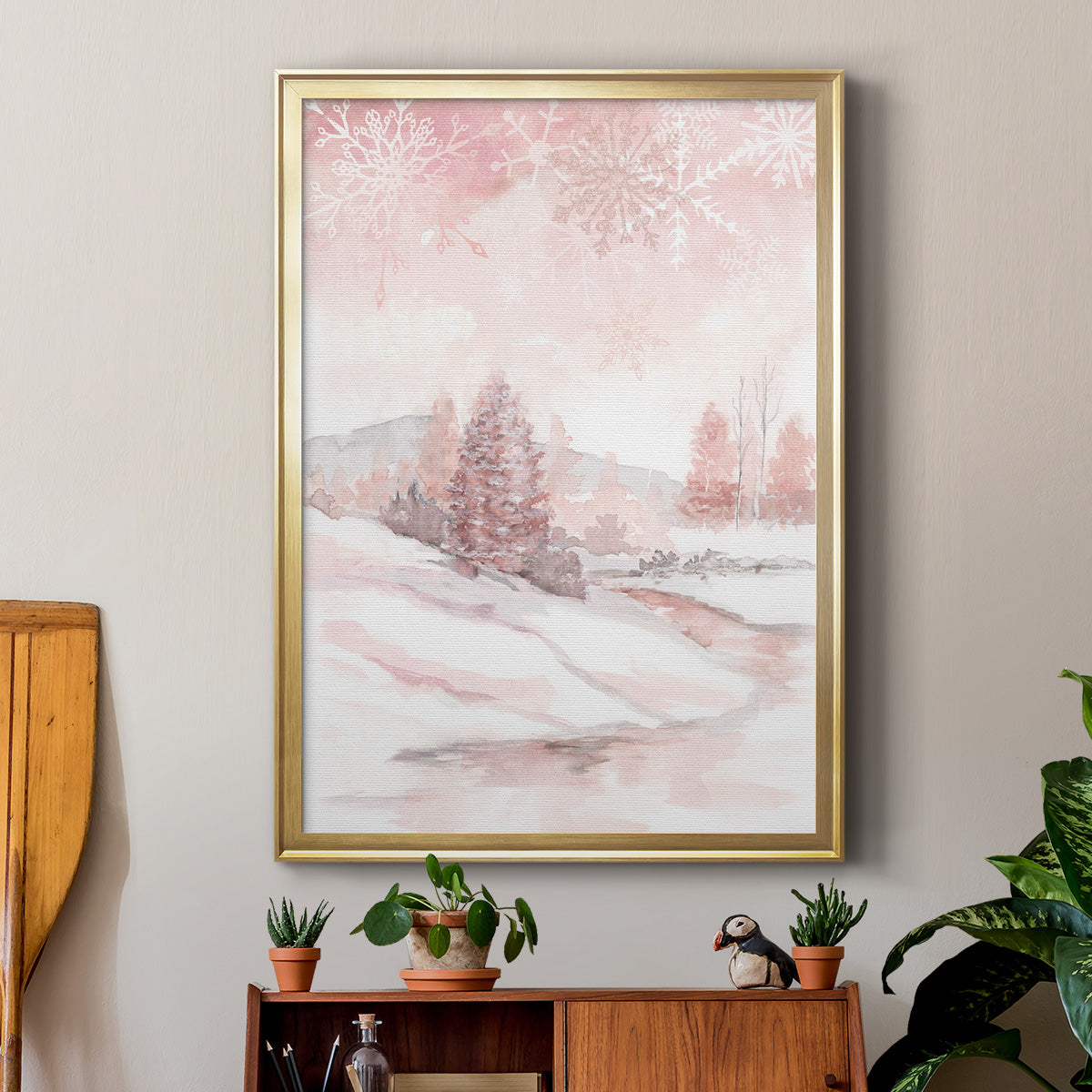 Blush Winter - Modern Framed Canvas Print