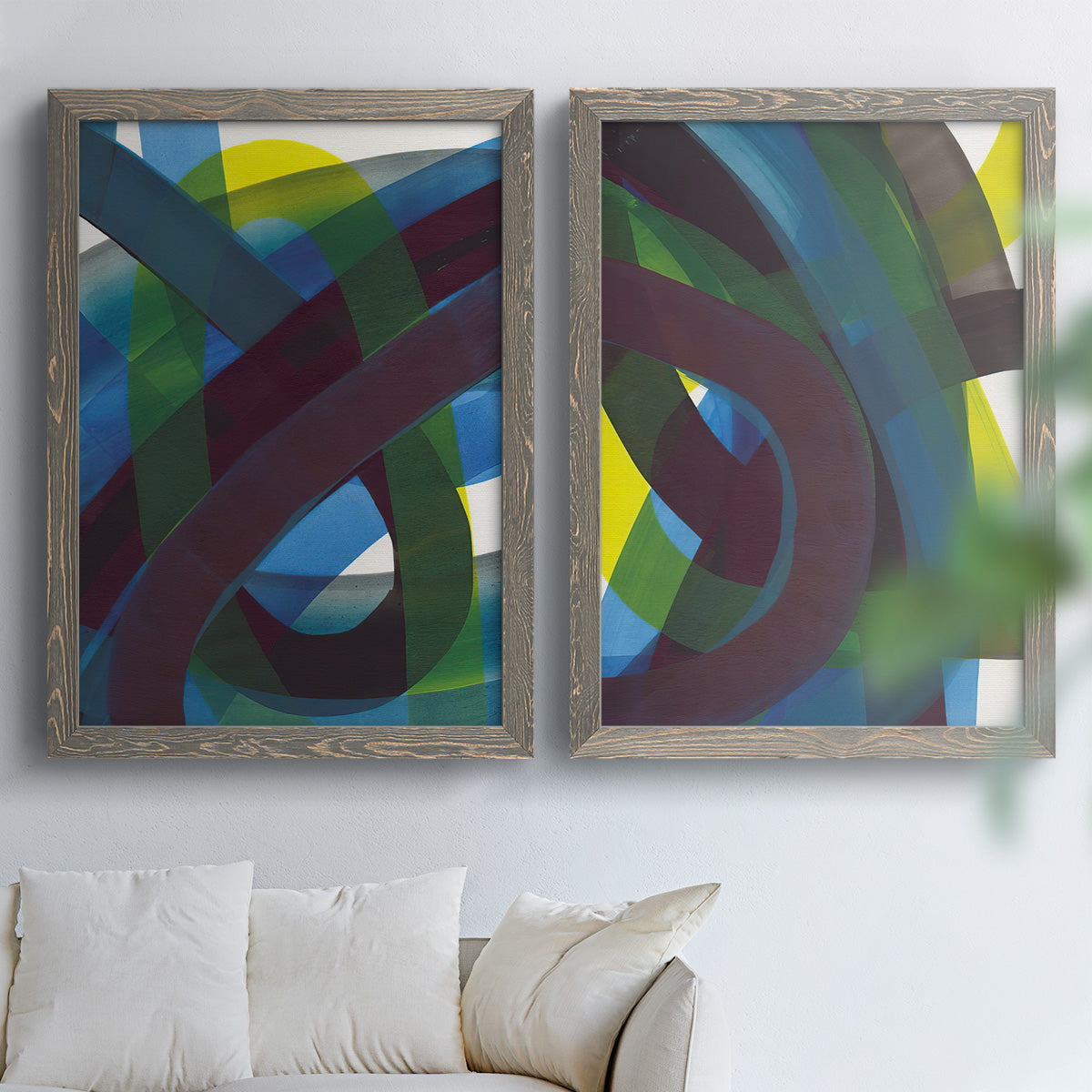 Cool Network I - Premium Framed Canvas 2 Piece Set - Ready to Hang