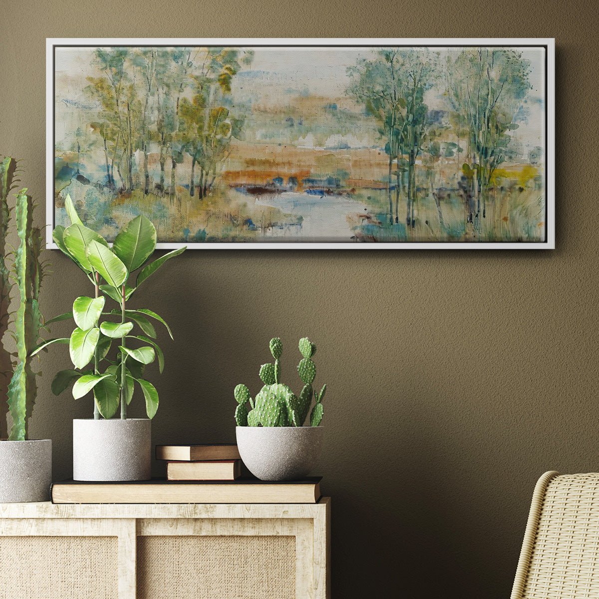 Trees on the Creek II - Floater Framed Canvas Print