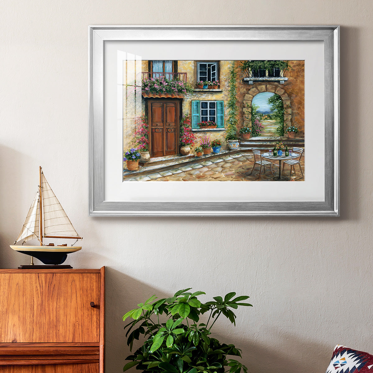 Tuscan Courtyard Premium Framed Print - Ready to Hang