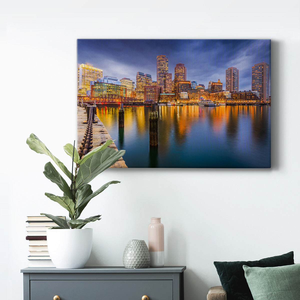 USA Harbor Skyline - Canvas Art Print