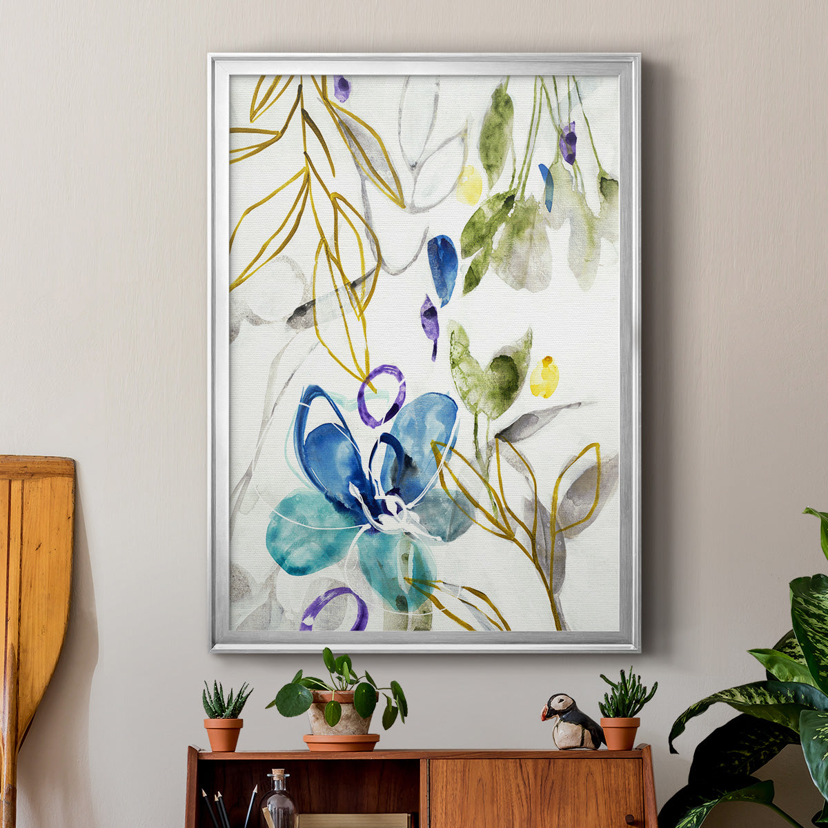 On A Whim I - Modern Framed Canvas Print