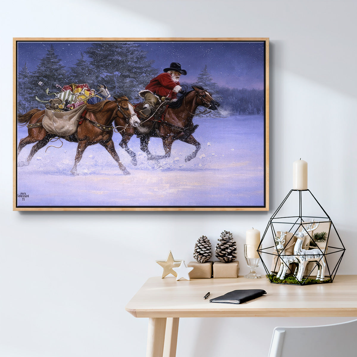 Christmas Rush - Framed Gallery Wrapped Canvas in Floating Frame